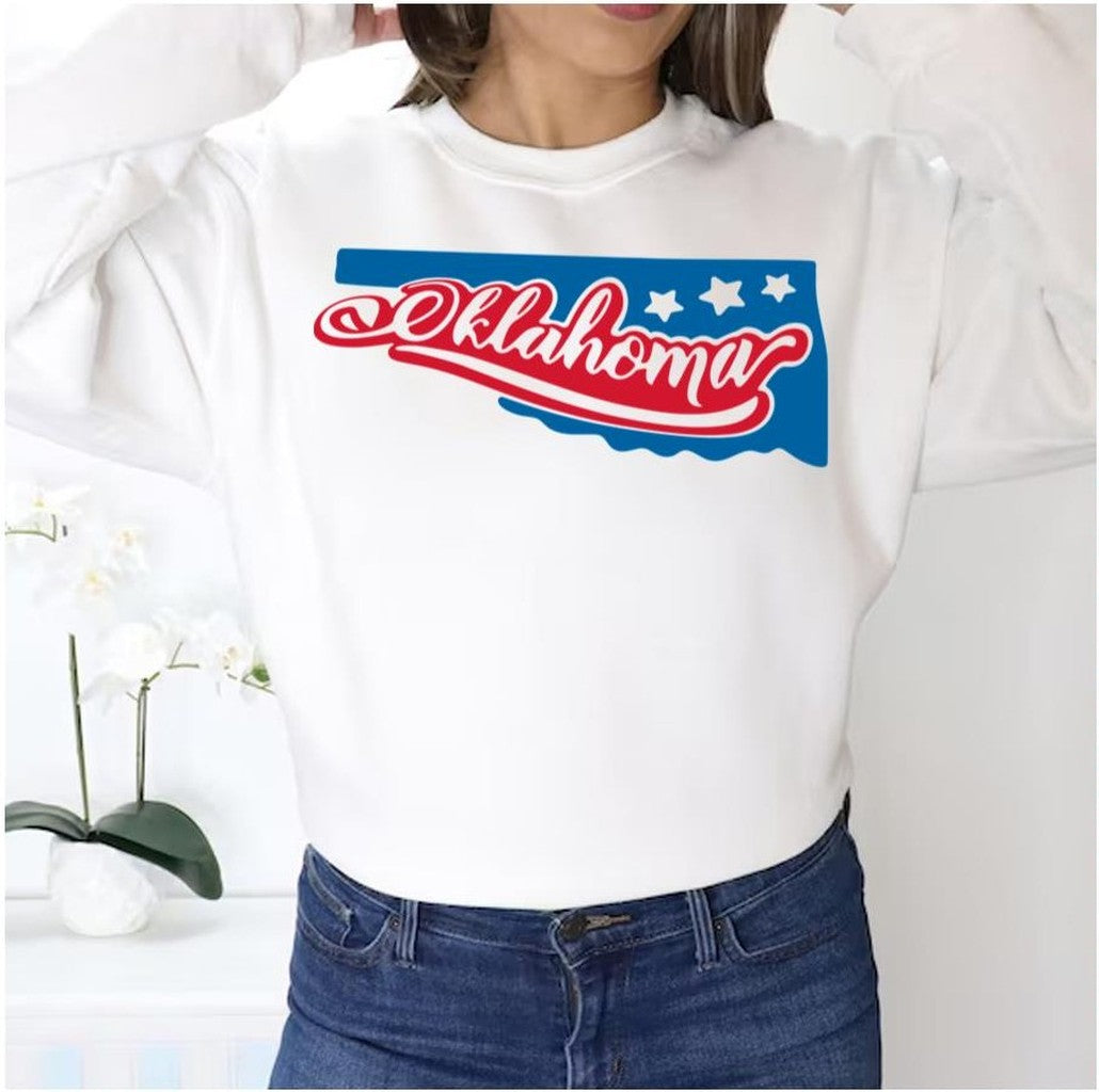 Red Blue Logo Oklahoma State Of America Unisex Sweatshirt - T-Shirt, Sweatshirt, Hoodie