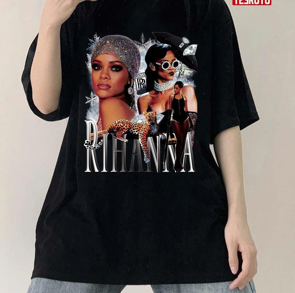 Rihanna Vintage Retro 90s Bootleg Rap Style Unisex T-Shirt - T-Shirt, Sweatshirt, Hoodie