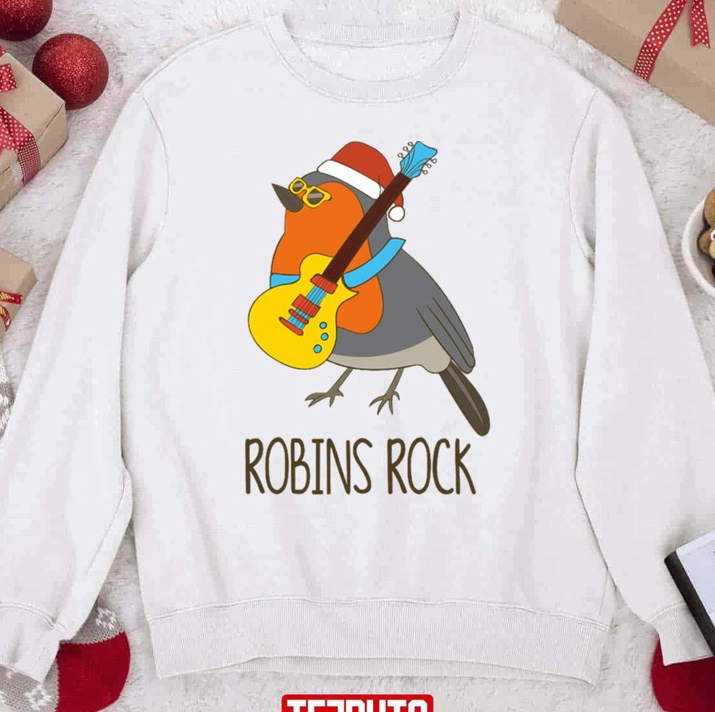 Robins Rock Funny Cute Rocking Bird Robin Christmas Unisex Sweatshirt - T-Shirt, Sweatshirt, Hoodie