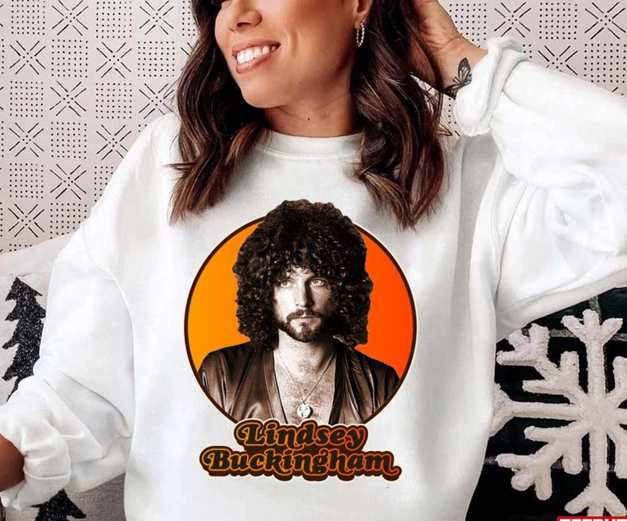 Orange Portrait Lindsey Buckingham Unisex Sweatshirt - T-Shirt, Sweatshirt, Hoodie