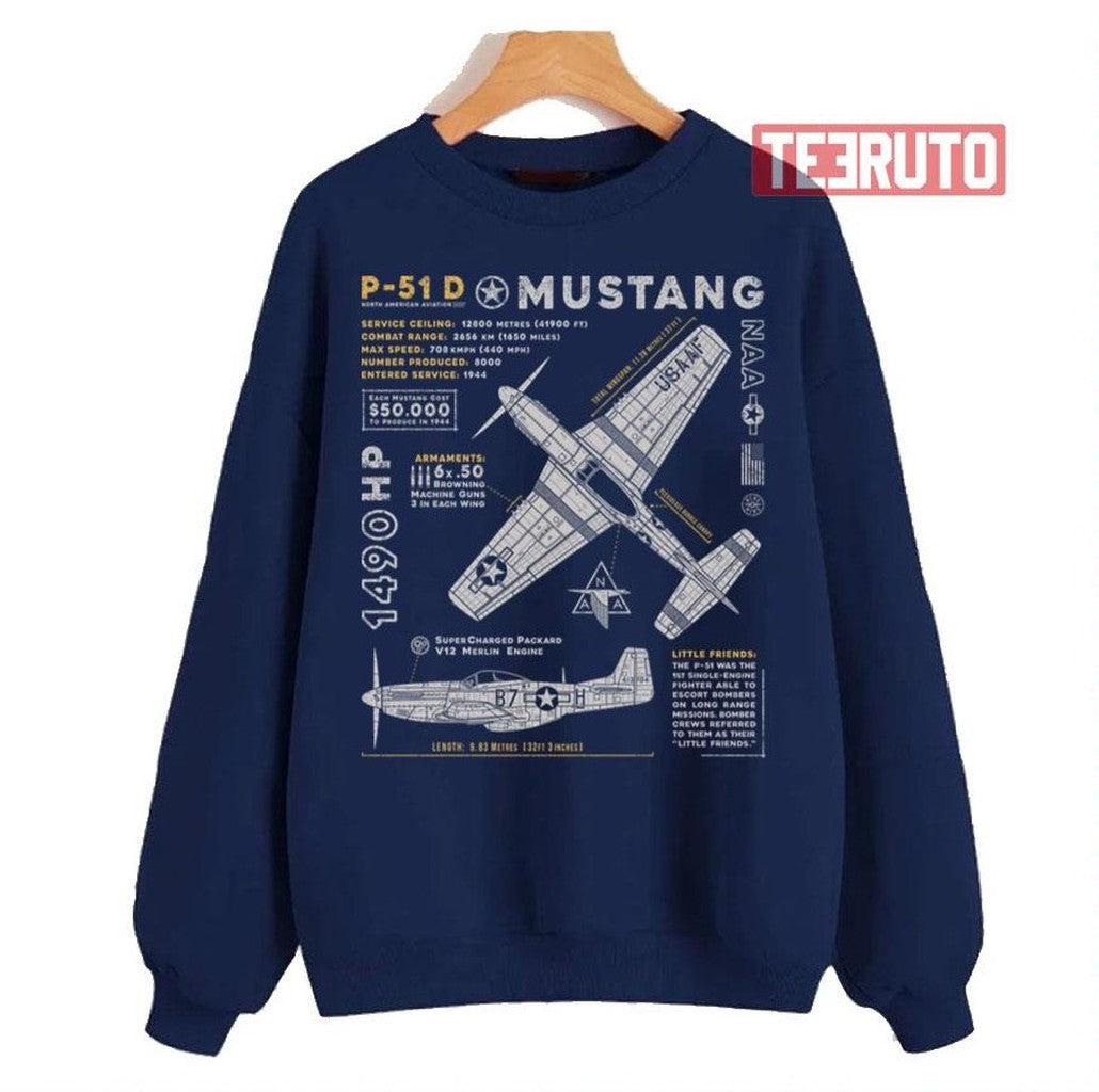 P 51 Mustang Air Forces Military Army Unisex Sweatshirt - T-Shirt, Sweatshirt, Hoodie