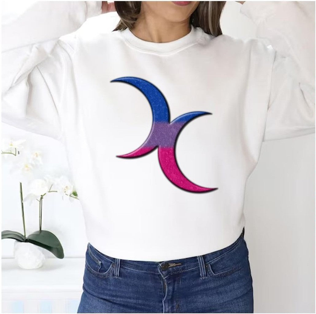Pride Flag Colored Crescent Moons Symbol Bisexual Unisex Sweatshirt - T-Shirt, Sweatshirt, Hoodie