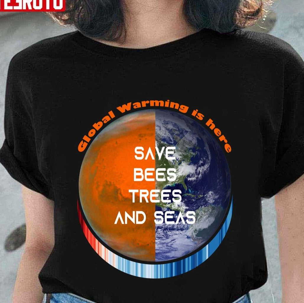 Show Your Stripes Save Bees Trees And Seas Earth Global Warming Unisex T-Shirt - T-Shirt, Sweatshirt, Hoodie