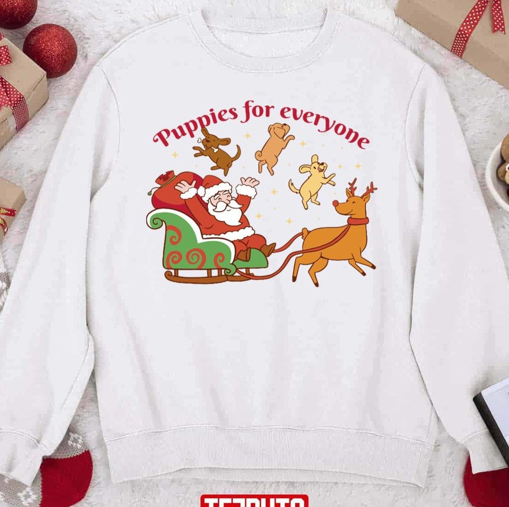 Santa's Sliding Puppies Bringing Joy To Everyone This Christmas Unisex Sweatshirt - T-Shirt, Sweatshirt, Hoodie