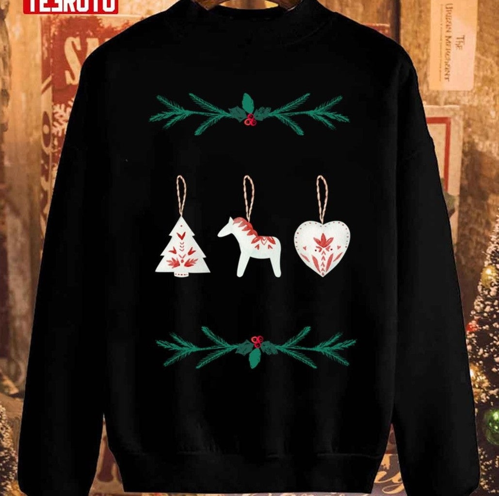 Scandi Christmas Dala Horse Unisex Sweatshirt - T-Shirt, Sweatshirt, Hoodie