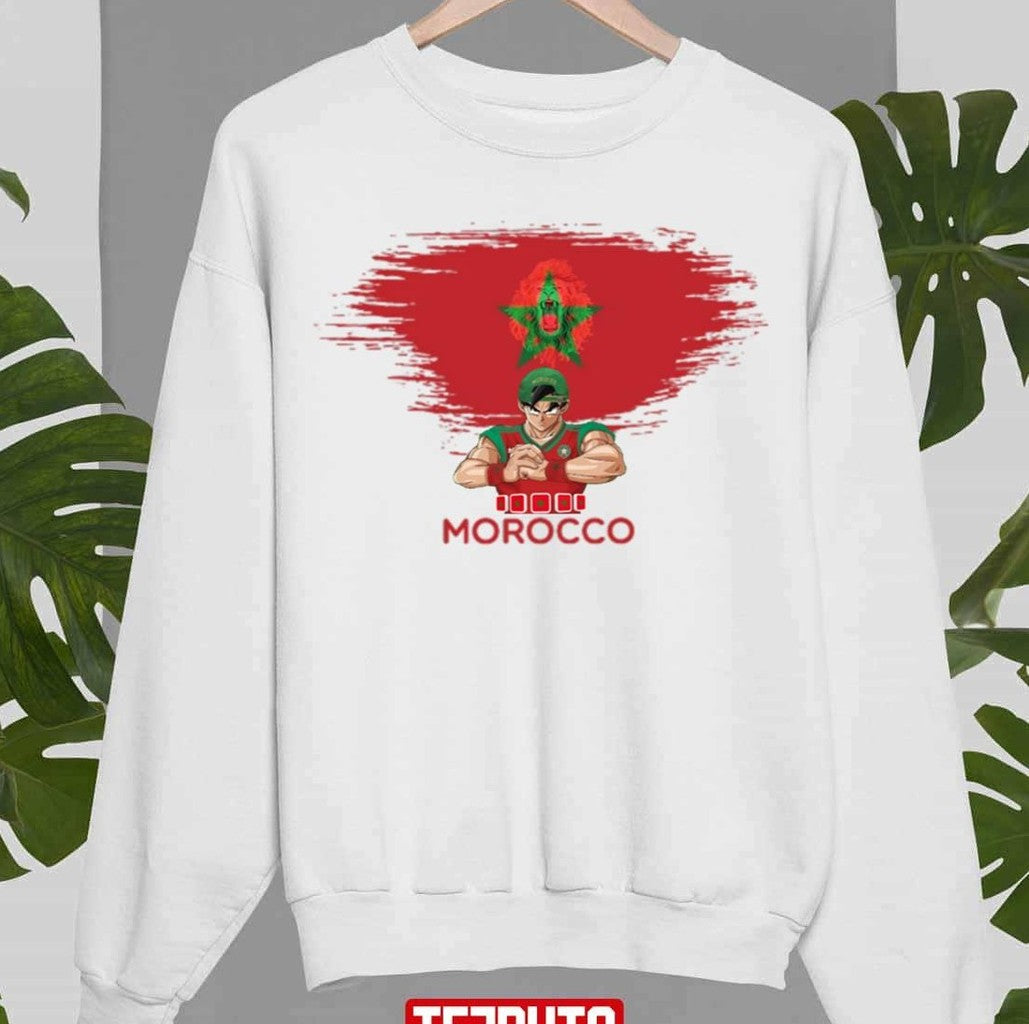 Moroccan Cartoon Design In Memory Of The Glorious World Cup 2022 Unisex Sweatshirt - T-Shirt, Sweatshirt, Hoodie