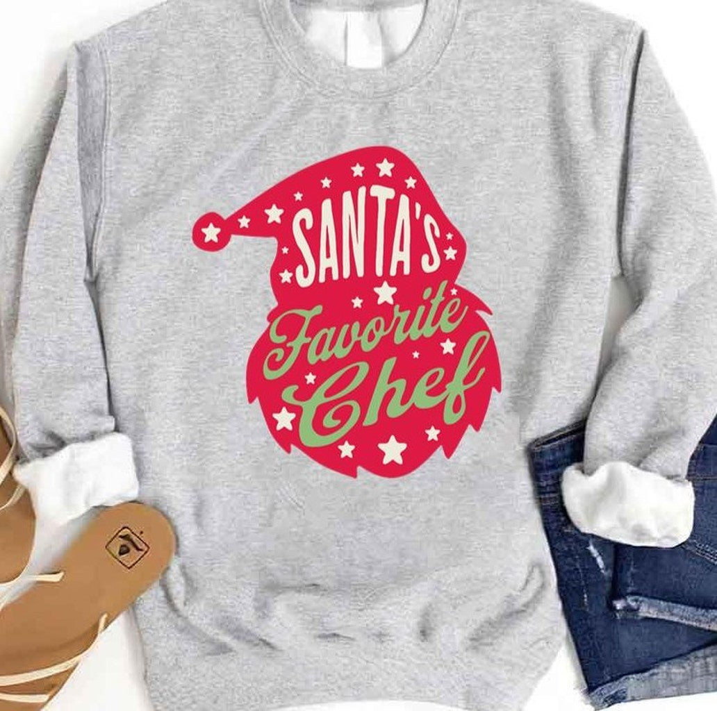 Santas Favourite Chef Christmas Present Sweatshirt - T-Shirt, Sweatshirt, Hoodie