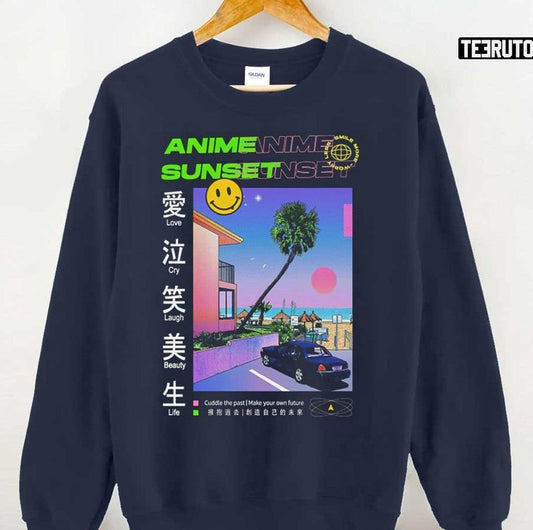 Anime Sunset Japanese Style Unisex Sweatshirt - T-Shirt, Sweatshirt, Hoodie