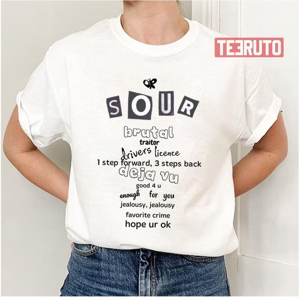 Oliva Rodrigo Sour Track List Unisex T-Shirt - T-Shirt, Sweatshirt, Hoodie