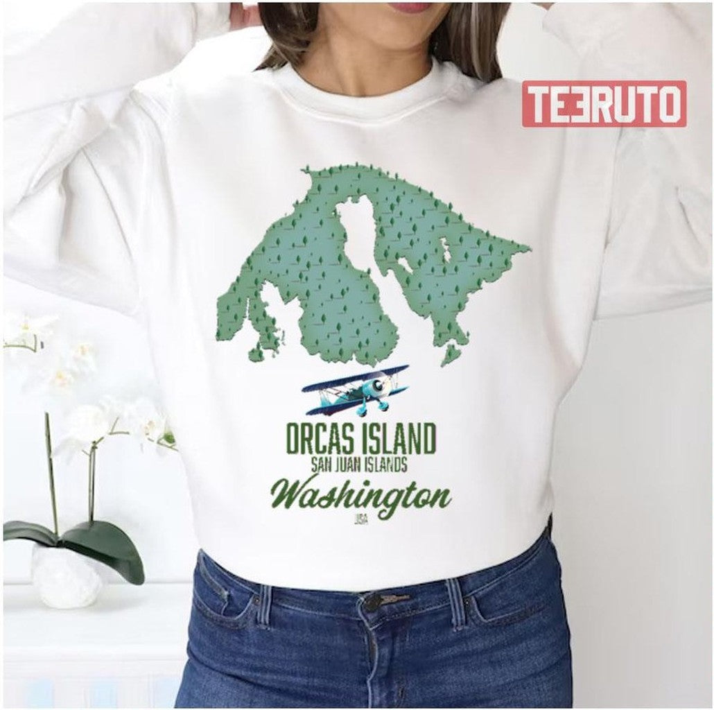 Orcas Island Washington Usa Map Poster Unisex Sweatshirt - T-Shirt, Sweatshirt, Hoodie