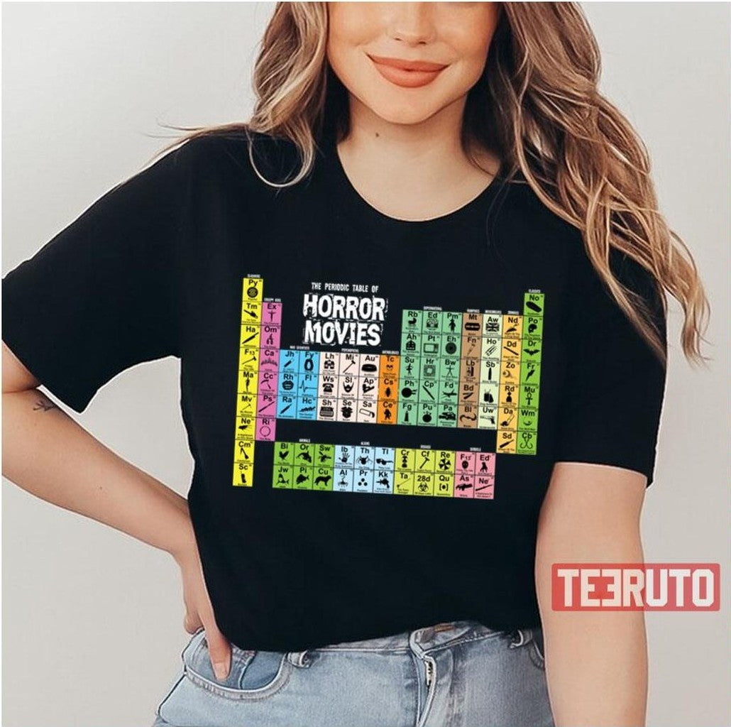 Periodic Table Of Horror Movies Unisex T-Shirt - T-Shirt, Sweatshirt, Hoodie