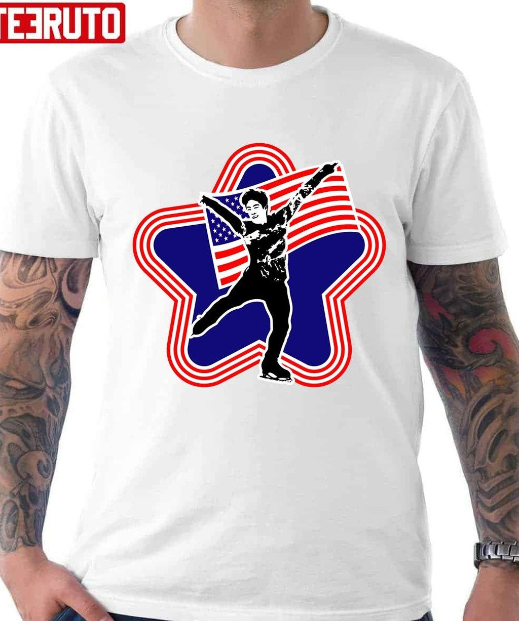 Nathan Chen Holding American Flag Unisex T-Shirt - T-Shirt, Sweatshirt, Hoodie