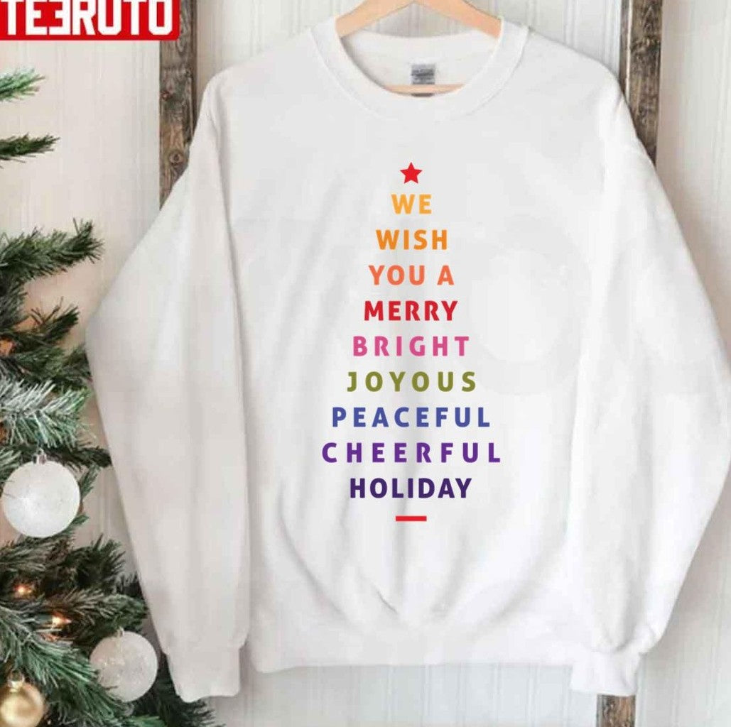 Pine Tree We Wish You Happy Christmas And Happy New Year Unisex Sweatshirt - T-Shirt, Sweatshirt, Hoodie
