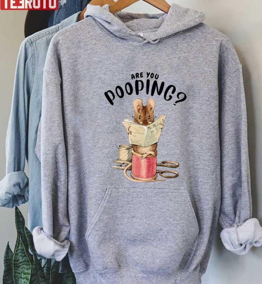 Mouse Print Are You Pooping Bathroom Mouse Watercolor Unisex Hoodie - T-Shirt, Sweatshirt, Hoodie