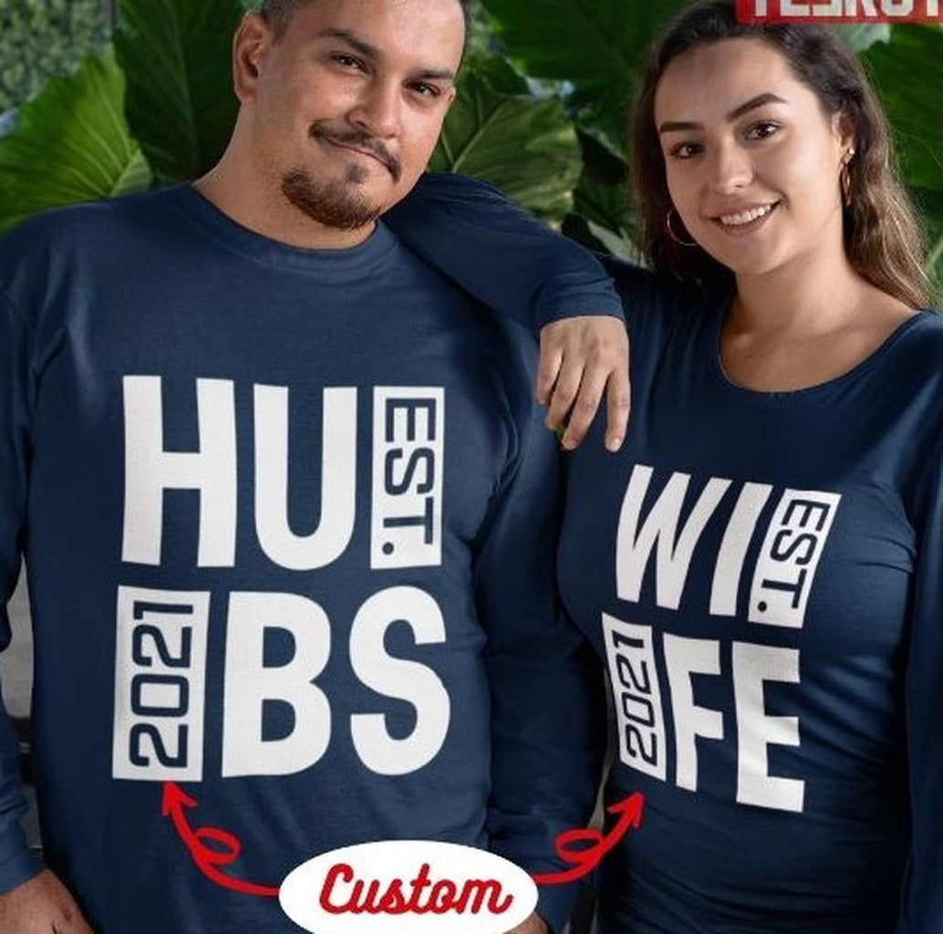 Personalize Est Year Husband Wife Matching Couple Valentine Sweatshirt - T-Shirt, Sweatshirt, Hoodie