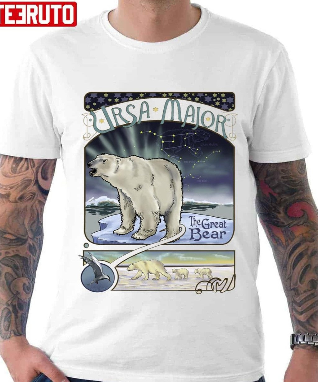 Polar Bear Ursa Major Constellation With Northern Lights Unisex T-Shirt - T-Shirt, Sweatshirt, Hoodie