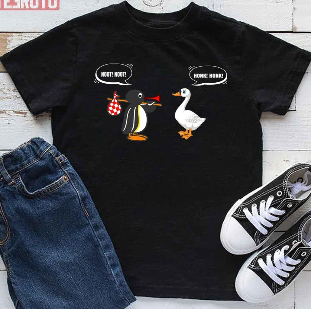 Pingu Cartoon Noot Noot Pingu And The Goose Unisex T-Shirt - T-Shirt, Sweatshirt, Hoodie
