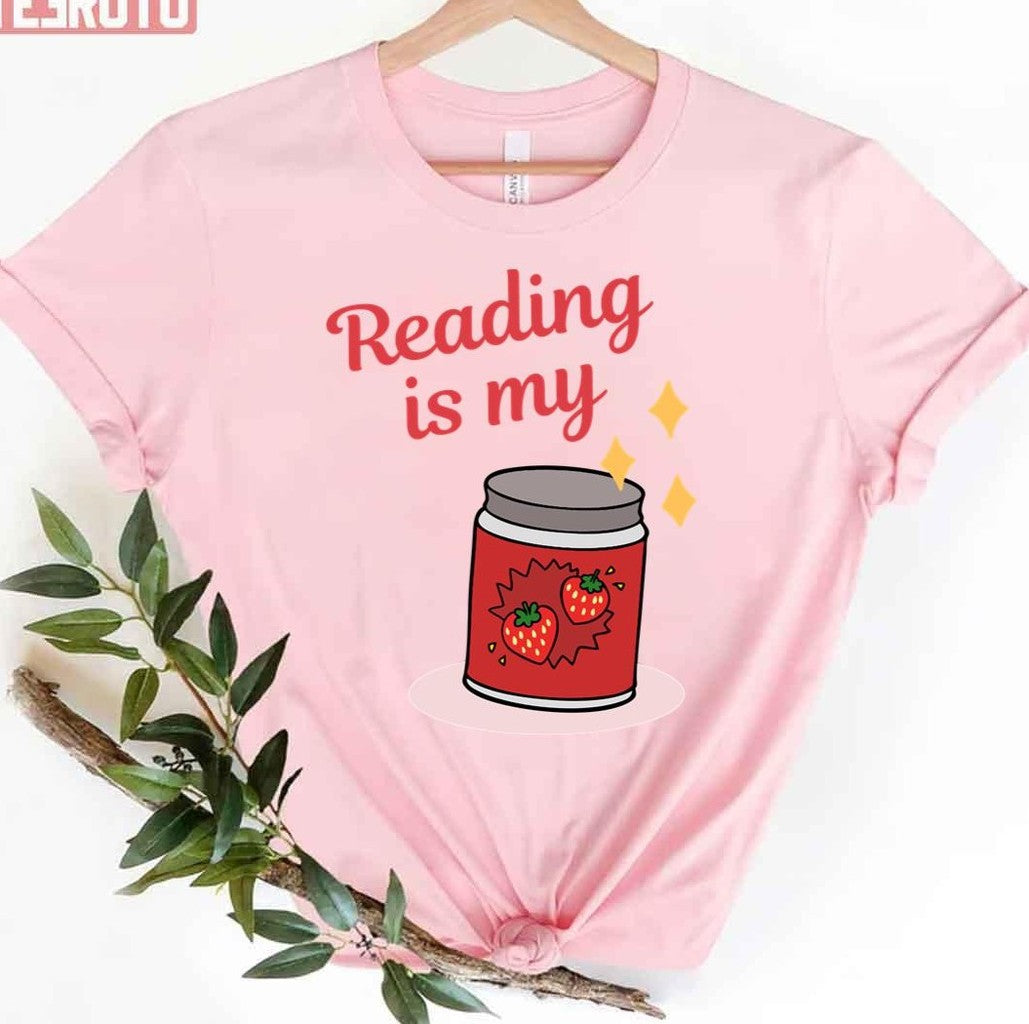 Reading Is My Jam Cute Strawberry Unisex T-Shirt - T-Shirt, Sweatshirt, Hoodie