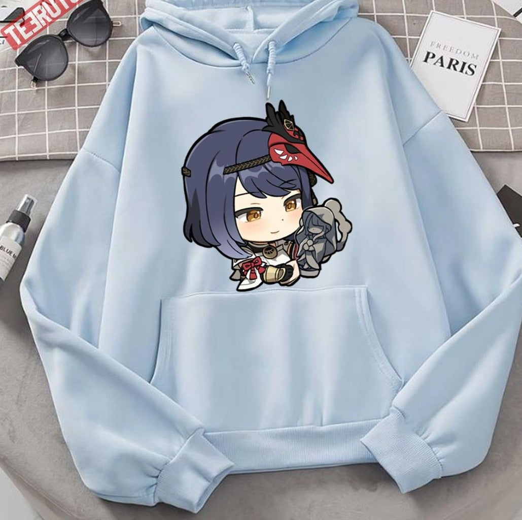 Playing Chibi Sara Genshin Impact Unisex Hoodie - T-Shirt, Sweatshirt, Hoodie