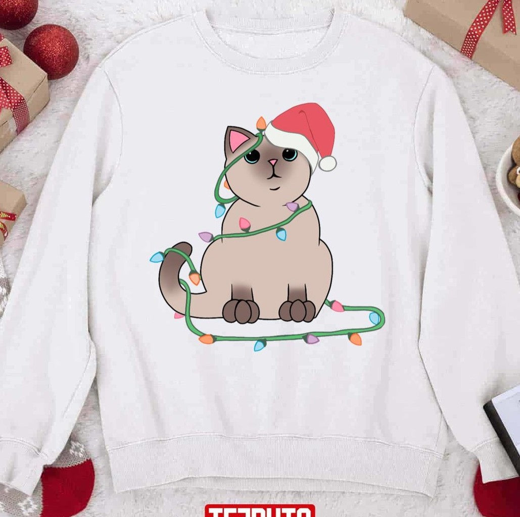 Siamese Cat Christmas Lights Unisex Sweatshirt - T-Shirt, Sweatshirt, Hoodie