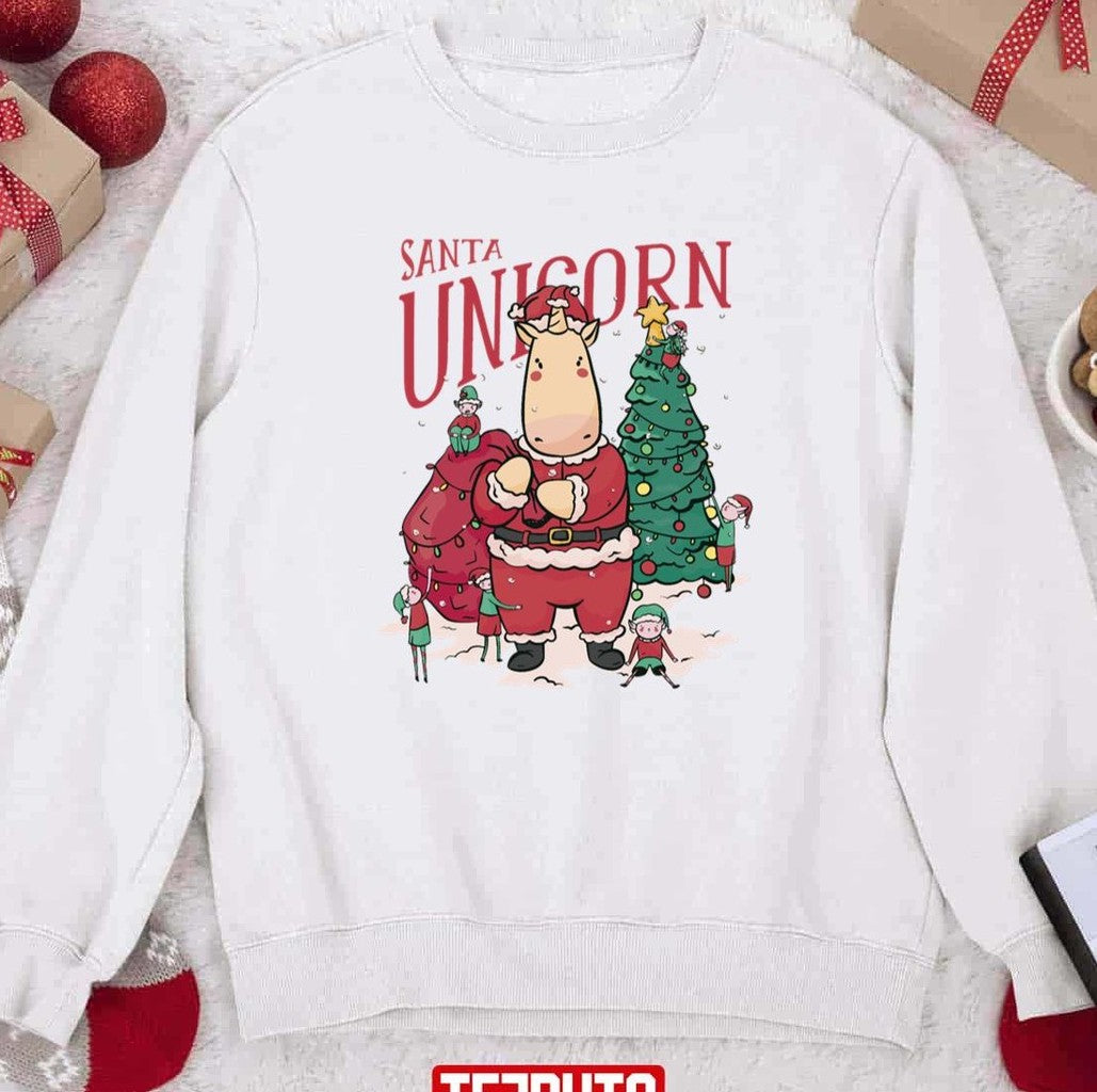 Santa Unicorn Christmas Santa Claus Sweatshirt - T-Shirt, Sweatshirt, Hoodie