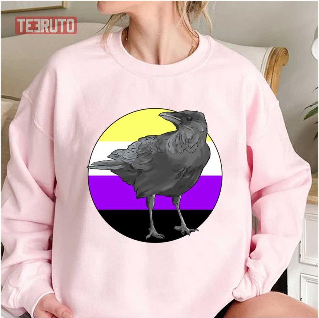 Round Design Nonbinary Pride Crow Lgbtq Pride Month Unisex Sweatshirt - T-Shirt, Sweatshirt, Hoodie