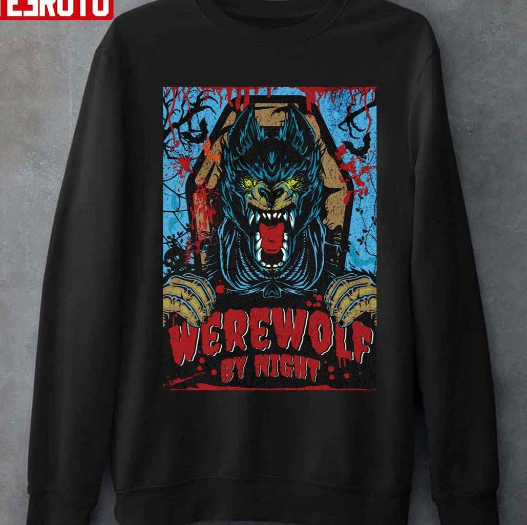 Scary Werewolf By Night Halloween Horror Design Unisex Sweatshirt - T-Shirt, Sweatshirt, Hoodie
