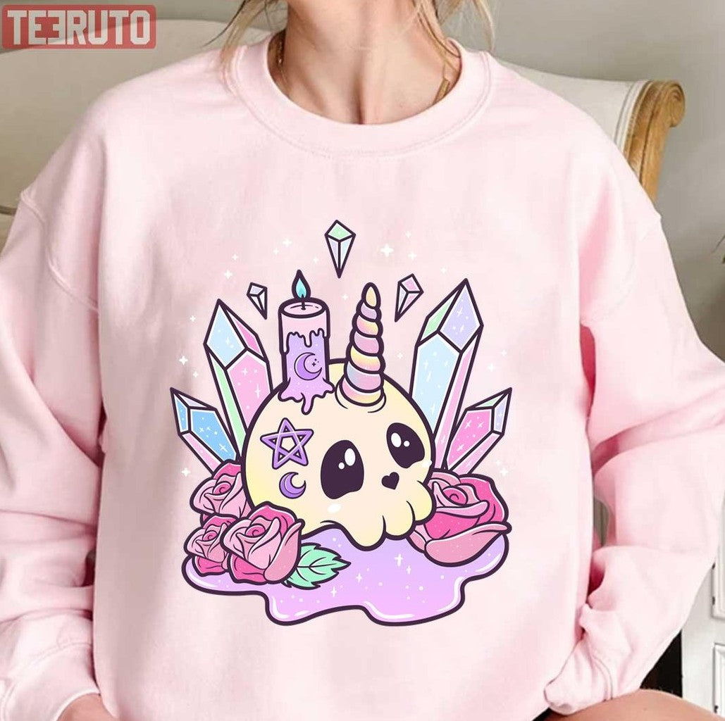 Occult Skull Kawaii Pastel Goth Cute Creepy Unisex Sweatshirt - T-Shirt, Sweatshirt, Hoodie