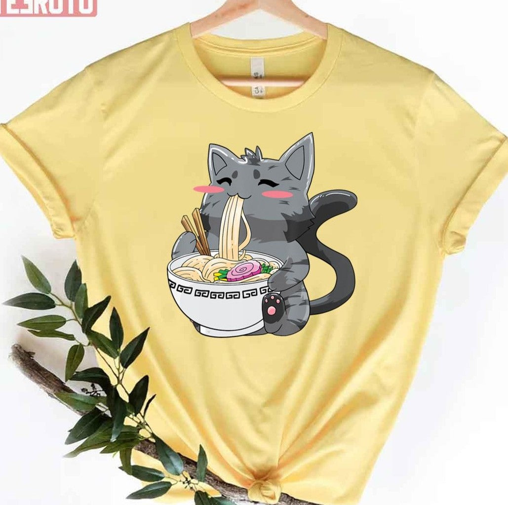 Anime Ramen Cat Kawaii Neko Japanese Noodle Unisex T-Shirt - T-Shirt, Sweatshirt, Hoodie