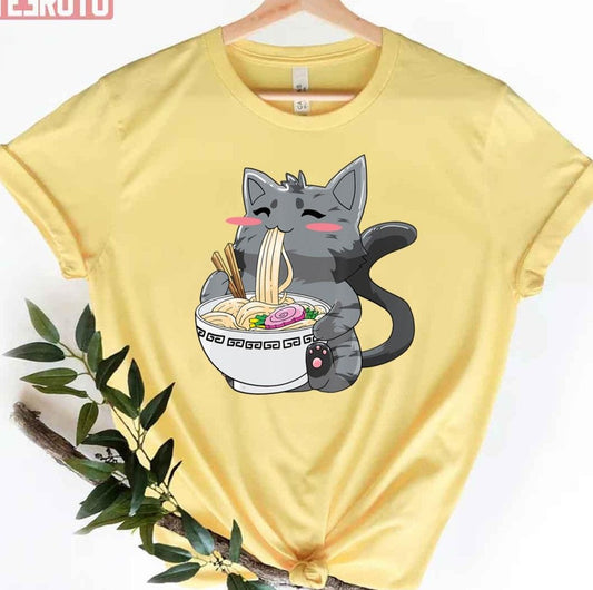 Anime Ramen Cat Kawaii Neko Japanese Noodle Unisex T-Shirt - T-Shirt, Sweatshirt, Hoodie