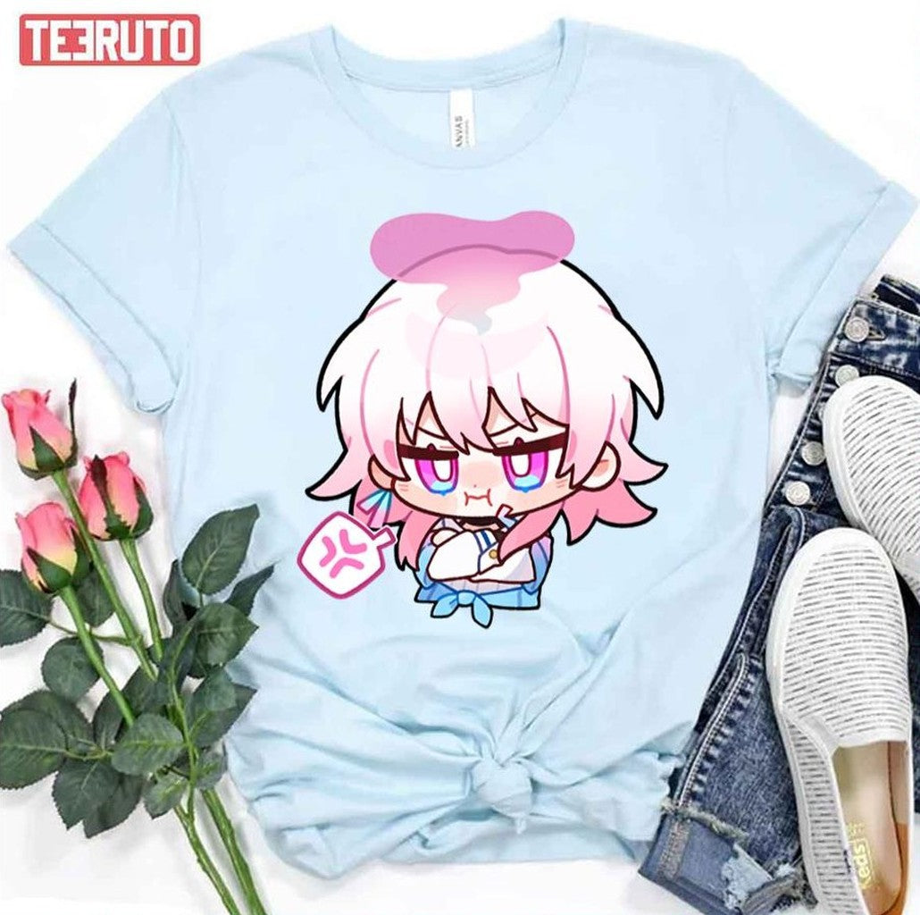 Pink Art March 7th Chibi Honkai Star Rail Unisex T-Shirt - T-Shirt, Sweatshirt, Hoodie