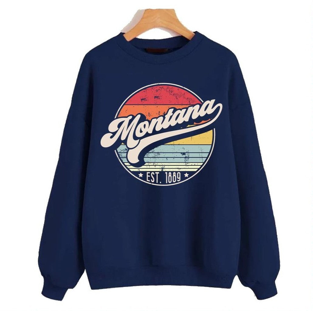Retro Montana Distressed Sunset Design Unisex Sweatshirt - T-Shirt, Sweatshirt, Hoodie