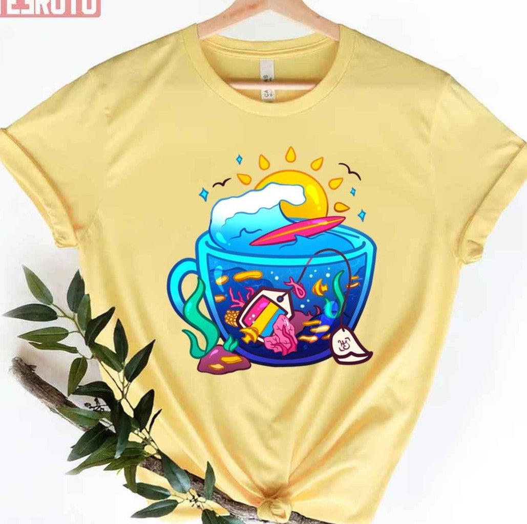 Pride Flag Teacup Coral Reef Pansexual Unisex T-Shirt - T-Shirt, Sweatshirt, Hoodie