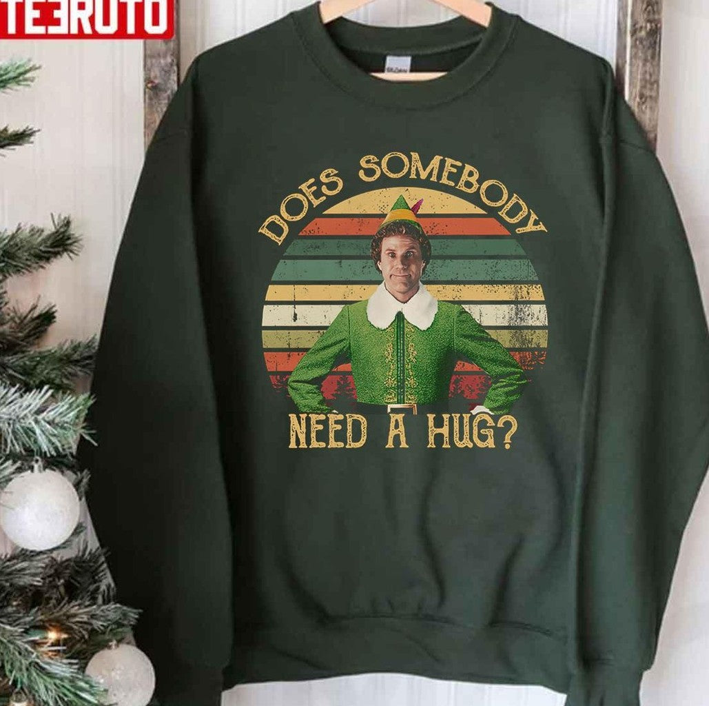 Need A Hug Vintage Buddy Elf Christmas Unisex Sweatshirt - T-Shirt, Sweatshirt, Hoodie