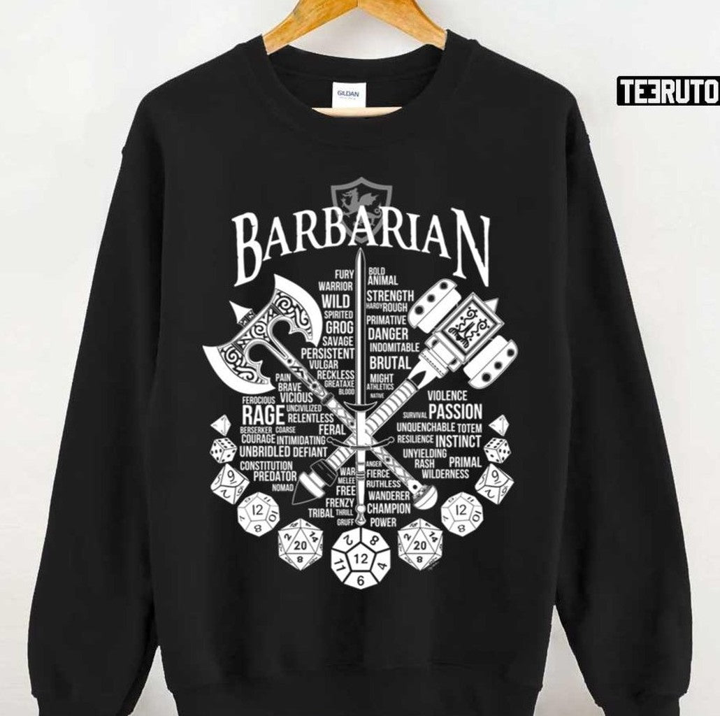 Rpg Class Series Barbarian White Version Active Unisex Sweatshirt - T-Shirt, Sweatshirt, Hoodie