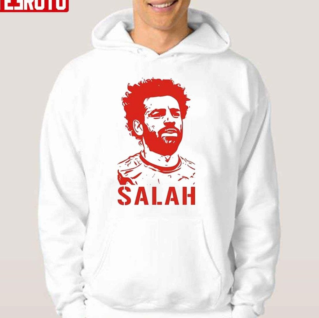 Portrait Mohamed Salah Red Art Unisex Hoodie - T-Shirt, Sweatshirt, Hoodie
