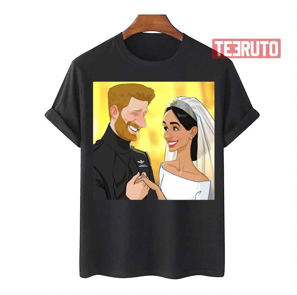 Retro Meghan And Harry Cartoon Art Unisex T-Shirt - T-Shirt, Sweatshirt, Hoodie