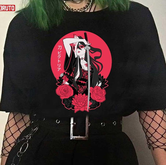 Anime Katana Ronin Lady Unisex T-Shirt - T-Shirt, Sweatshirt, Hoodie