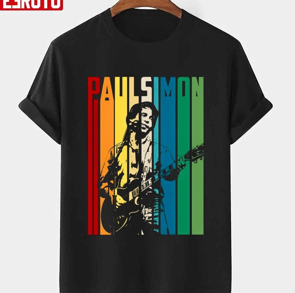 Retro Colored Paul Simon Playing Guitar Design Unisex T-Shirt - T-Shirt, Sweatshirt, Hoodie