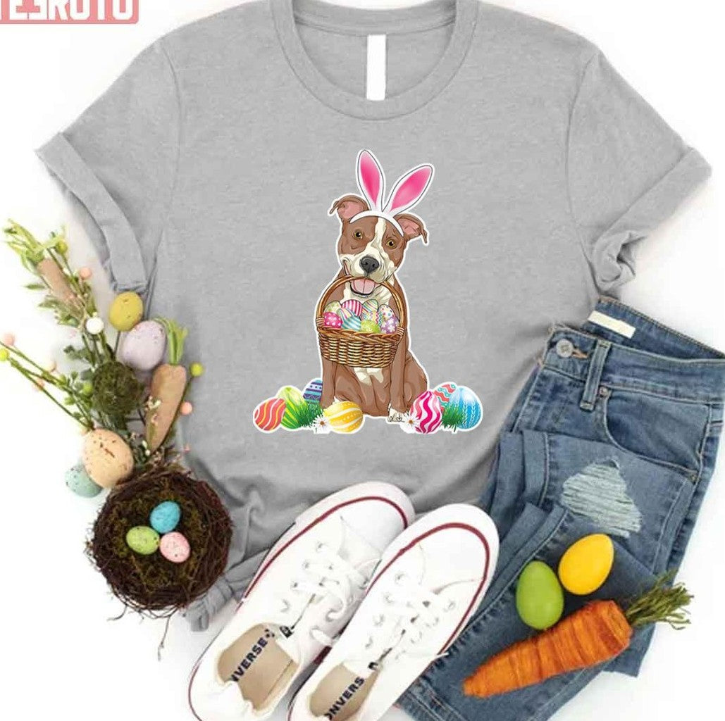 Pitbull Easter Day Eggs Basket Women T-Shirt - T-Shirt, Sweatshirt, Hoodie