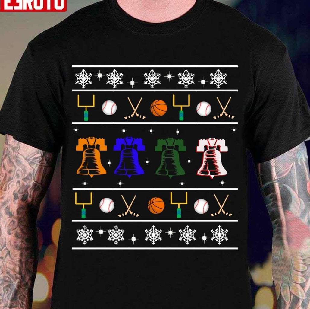 Philly Bells Christmas Pattern Unisex T-Shirt - T-Shirt, Sweatshirt, Hoodie