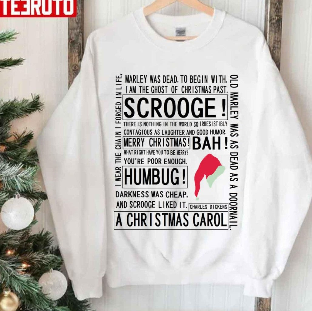 Scrooge A Christmas Carol Typographic Unisex Sweatshirt - T-Shirt, Sweatshirt, Hoodie