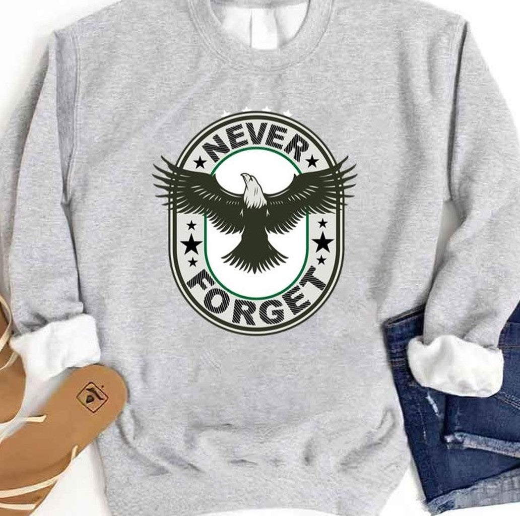 Never Forget Veterans Falcon Graphic July 4th Memorial Unisex Sweatshirt - T-Shirt, Sweatshirt, Hoodie