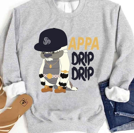 Appa Drip Drip Wearing A Cap Avatar The Last Airbender Unisex Sweatshirt - T-Shirt, Sweatshirt, Hoodie