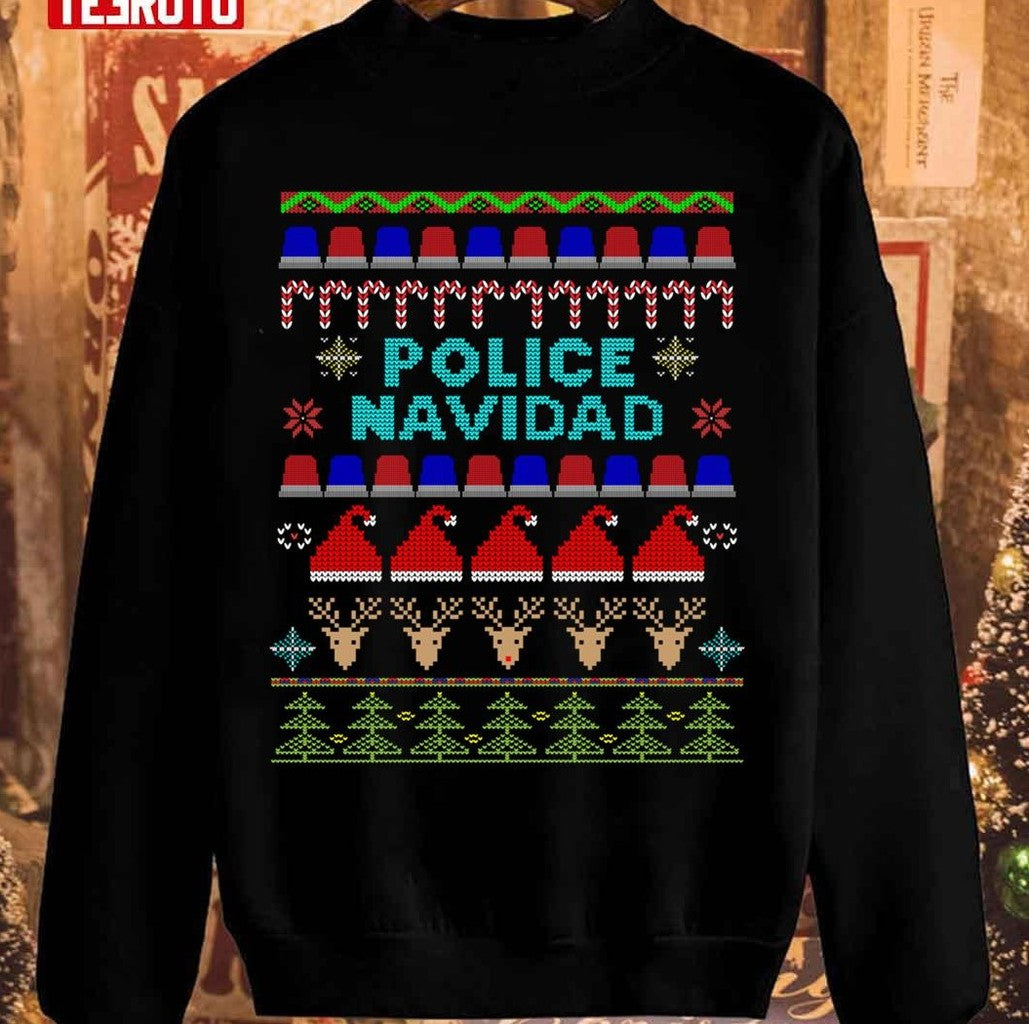 Police Navidad Ugly Christmas Sweater Design Unisex Sweatshirt - T-Shirt, Sweatshirt, Hoodie