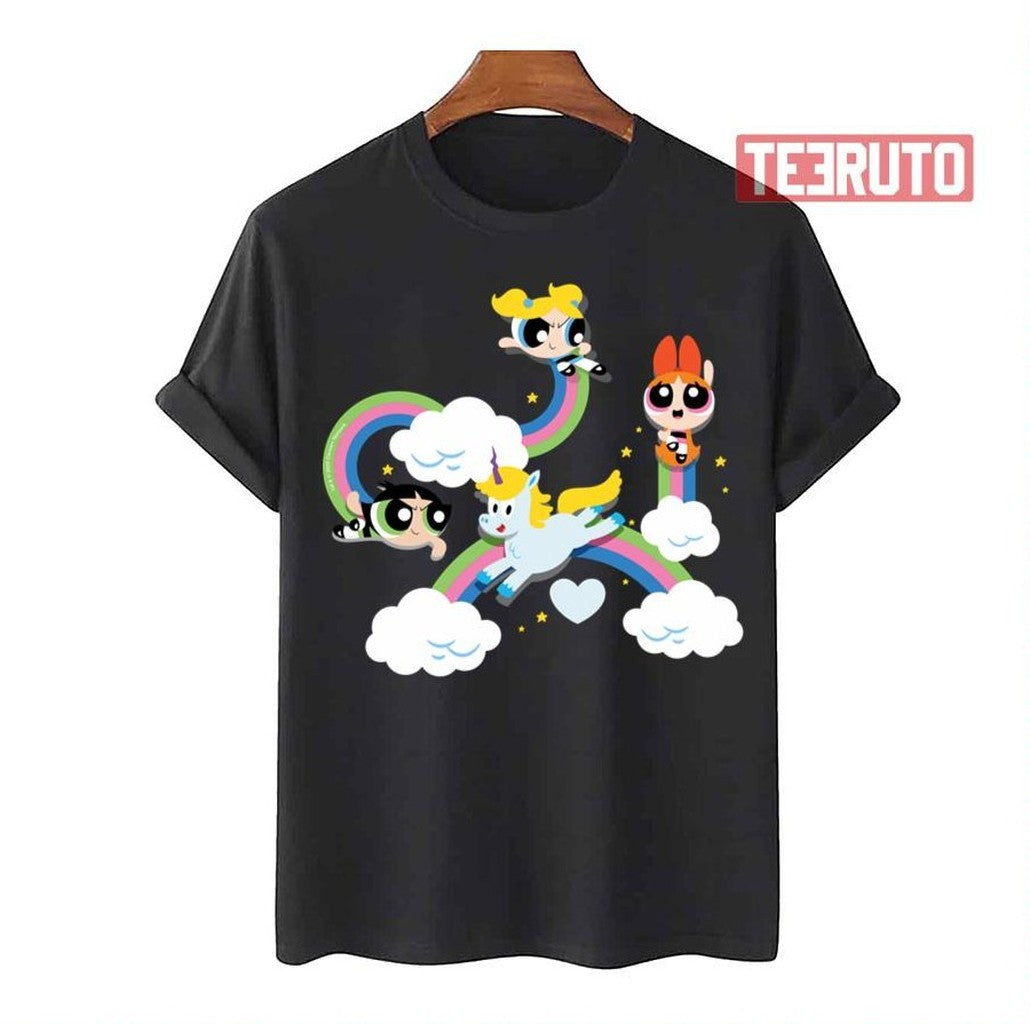 Powerpuff Girls &amp; Donny Rainbow Pattern Unisex T-Shirt - T-Shirt, Sweatshirt, Hoodie