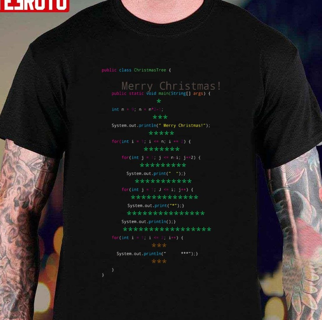Programmers Christmas Tree Greeting Unisex T-Shirt - T-Shirt, Sweatshirt, Hoodie