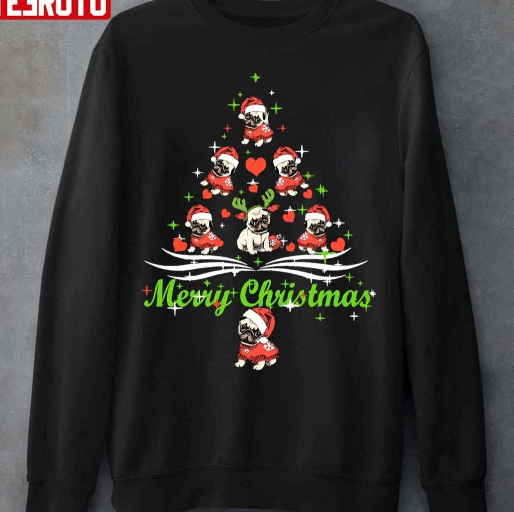 Pug Merry Christmas Funny December Festival Dog Unisex Sweatshirt - T-Shirt, Sweatshirt, Hoodie