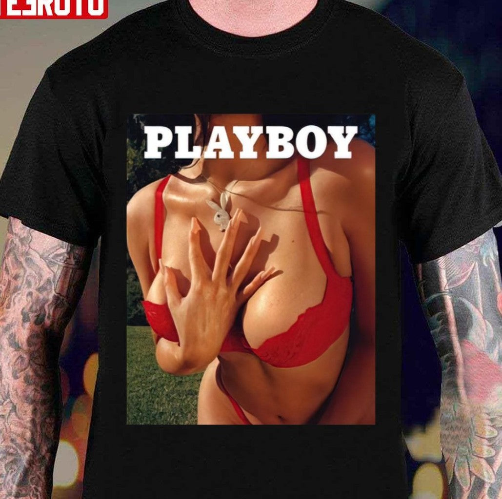 Playboy Inspired Sexy Red Bra Unisex T-Shirt - T-Shirt, Sweatshirt, Hoodie