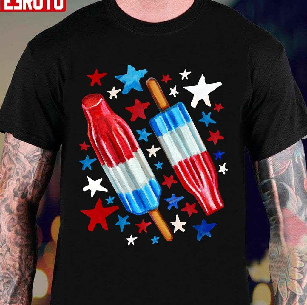Patriotic Rocket Pop And Stars Pattern Unisex T-Shirt - T-Shirt, Sweatshirt, Hoodie